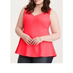 Torrid Neon Coral Peplum Tank Top‎ Women's Plus Size 4 (4X)